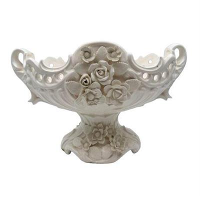 Sale Photo Thumbnail #33: Lot 094  
Italian Porcelain Molded Floral Footed Centerpiece Bowl
