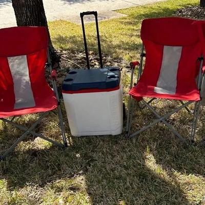 2 Folding Chairs & Cooler