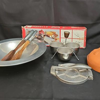 Salad Bowl, Tortilla Press And Pizzelle Iron 