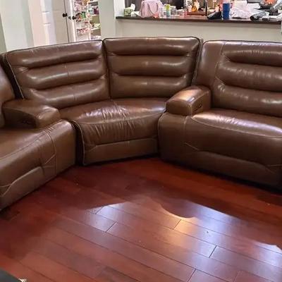 Leather 3 Piece Reclining Sectional