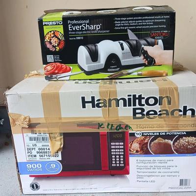 Microwave and Knife Sharpener NIB