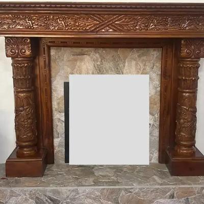 Ornate Wood Fireplace Mantel 