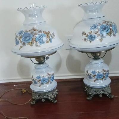 2 Vintage Hurricane Lamps