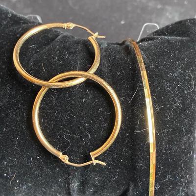 14K Gold Hoop Earrings And Bracelet