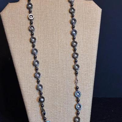 Hematite & Pearl Necklace & Earrings