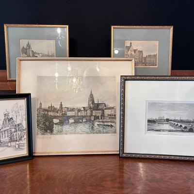 German Cities Etchings, Drawings