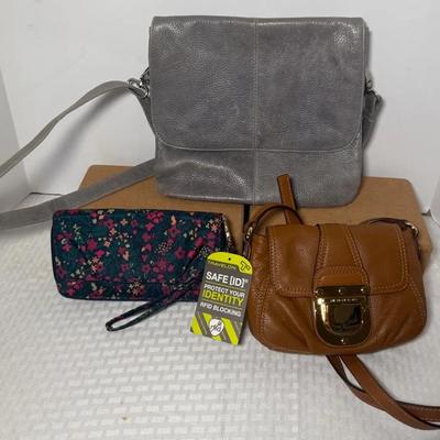 MICHAEL Michael Kors Charlton Small Crossbody,Latico Gray Crossbody, Travelon Wallet