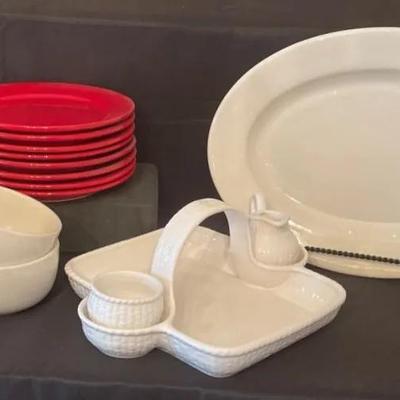 Essential kitchen items and white with a touch of red