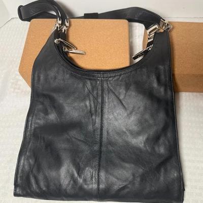Black Leather Purse With Italy Marking On Hardware