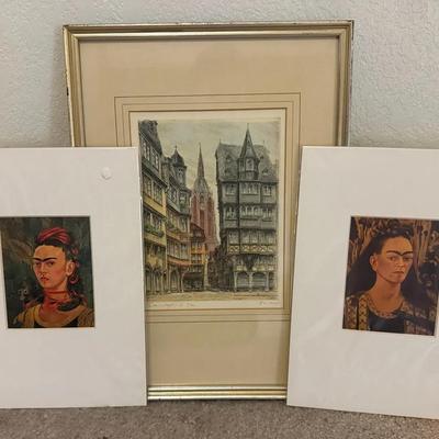 Frida Kahlo Portrait Prints And Frankfurt Art Work With Artist Signature 
