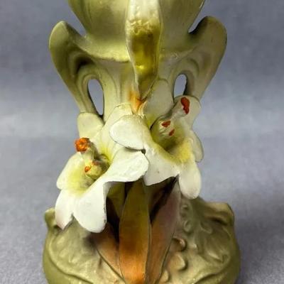 Vintage Green Floral Vase