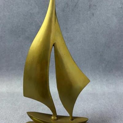 Vintage Brass Sailboat Decor