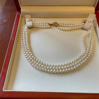 Pearl Necklace With 14k Gold Clasp