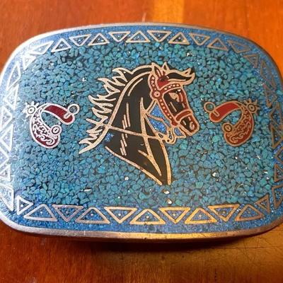 Belt Buckle With Pebble Mosaic