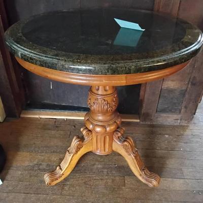 Round Side Table With Granite Top