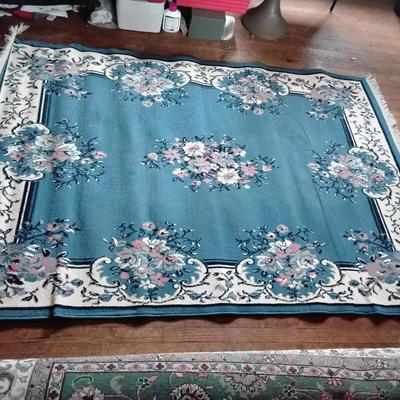 Light Blue Floral Area Rug 
