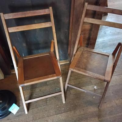 Two Vintage Wood Folding Chairs 
