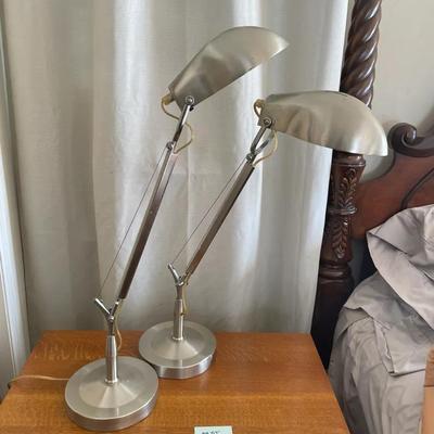 Pair Of Modern Styled Aluminum Adjustable Desk Lamps
