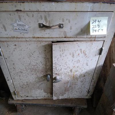 Vintage metal cabinet on metal dolly