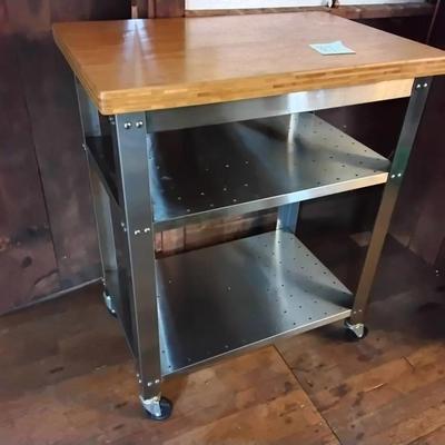 Wood And Metal Kitchen Cart