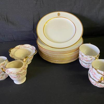 Mintons England Gold Encrusted Monogram Plates |T. Haviland NY Varenne Tea Cups And Accessories