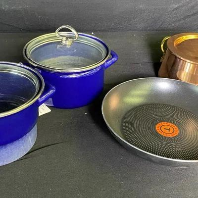 Chantal Double Boiler, Copper Pot And Teflon Nonstick Pan