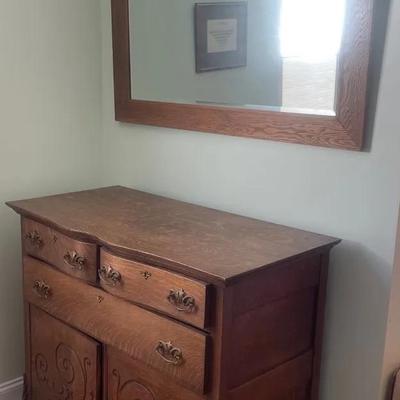 Antique Storage Cabinet With Mirror