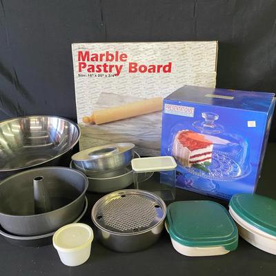 Marble Pastry Board w/ Baking And Entertaining Supplies 