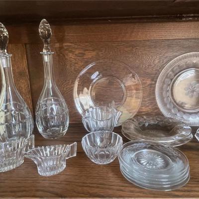 Glass Plates, Decanters, Small Candy Dishes