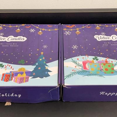 2 Boxes Of 20 Purple & Orange Votive Candles