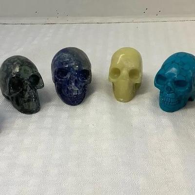 Collection Of Stone (6) Carved Stone Skulls #2