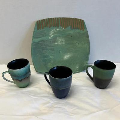 Earthtones Pottery Plate And Mugs (4)