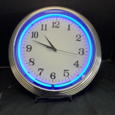 Blue Neon Lighted Clock 