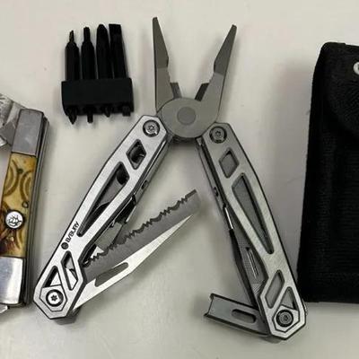 "BIBURY" 18-in-1 Multitool and Bone Handle Pocket Knife