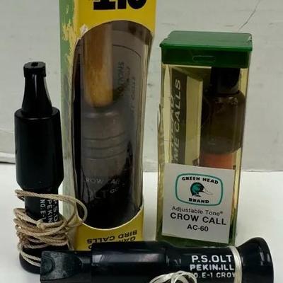Hunting Game Calls:  “P.S. Olt” and “Green Head Brand”