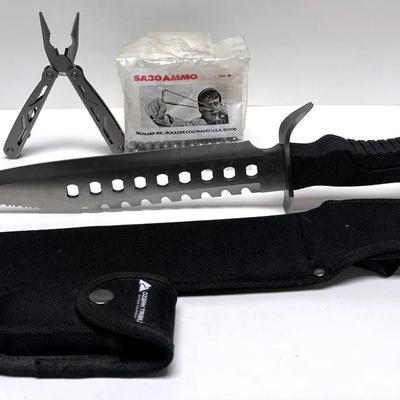 "Frost" Cutlery Knife, "SA30" Ammo and Multi-tool Pliers 