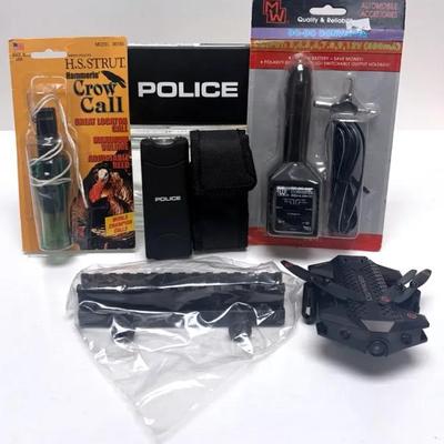 Stun Gun, Riser Mount, Crow Call, Power Converter and Drone