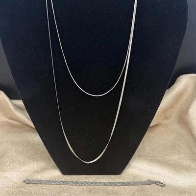 Sterling Silver 925 Jewelry Lot (4) – Snake Chains & Bracelet – 36g