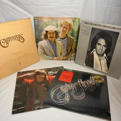 Vintage 1970s Pop/Rock Vinyl Record Lot – Carpenters, Simon & Garfunkel, Neil Diamond, Captain & Ten