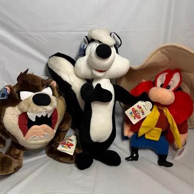 New! Vintage 1994 Applause Looney Tunes Plush Lot Taz Pepe Le Pew Yosemite Sam w/ Tags