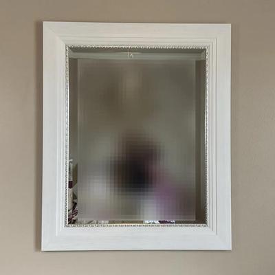 White And Silver Beveled Mirror