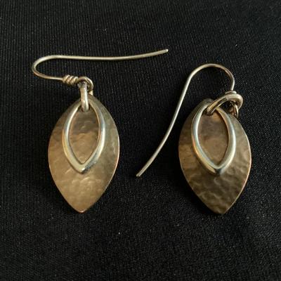 Sterling Silver & Copper James Avery Hammered Leaf Earrings