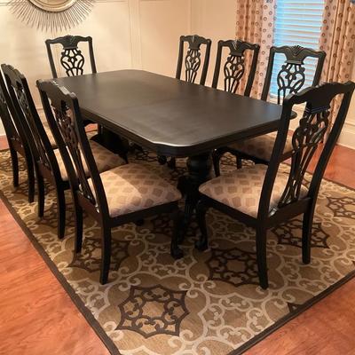 Black Satin Painted Dining Table & Chairs