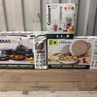 Sale Photo Thumbnail #192: 7524 • (2) green pan cookware sets and cuisinart immersion blender