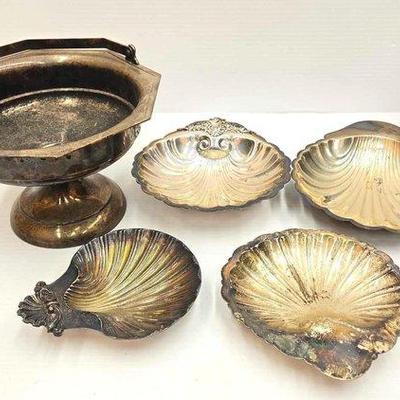 Sale Photo Thumbnail #33: 1008 • silver plated serving dishes & pedestal bowl