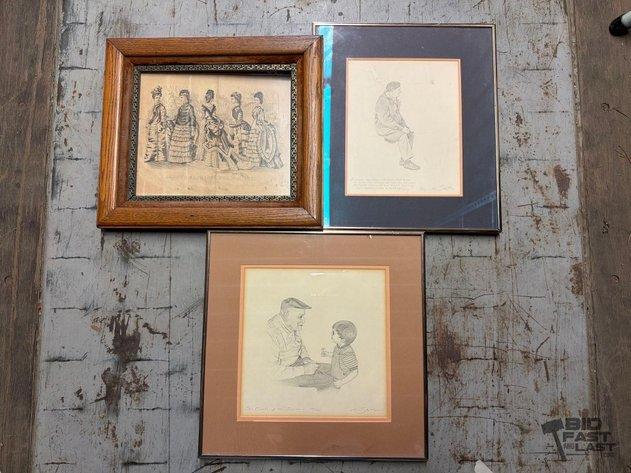 Sale Photo Thumbnail #217: 8524 • 3 framed artworks