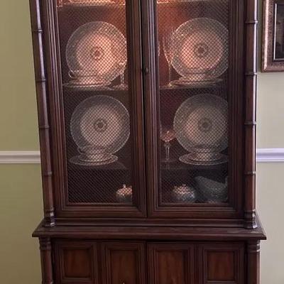 Vintage Faux Bamboo Style China Cabinet