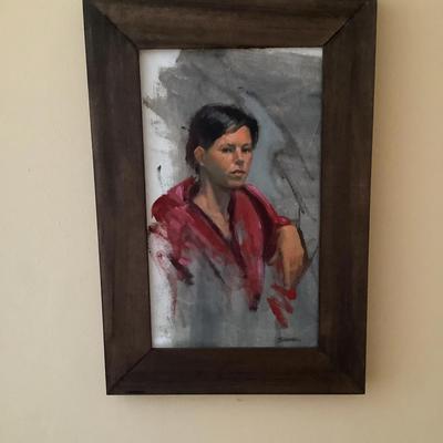 Original Painting Woman With Scarf