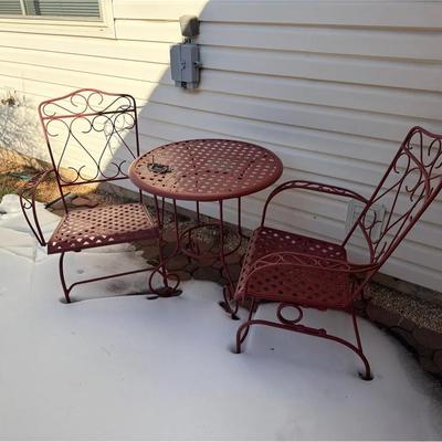 Red Patio Table and Chairs