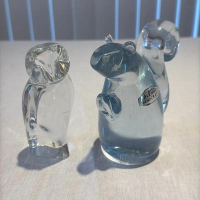 Blenko Squirrel & Baccarat Owl